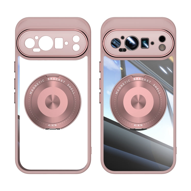 For Google Pixel 9 Pro 360 Holder Magsafe Acrylic Hybrid TPU Phone Case(Pink) - Google Cases by PMC TechLife | Online Shopping South Africa | PMC TechLife | Buy Now Pay Later Mobicred
