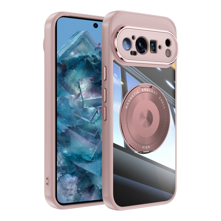 For Google Pixel 9 Pro XL 360 Holder Magsafe Acrylic Hybrid TPU Phone Case(Pink) - Google Cases by PMC TechLife | Online Shopping South Africa | PMC TechLife | Buy Now Pay Later Mobicred