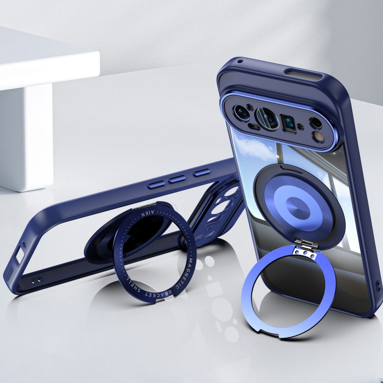 For Google Pixel 9 Pro XL 360 Holder Magsafe Acrylic Hybrid TPU Phone Case(Blue) - Google Cases by PMC TechLife | Online Shopping South Africa | PMC TechLife | Buy Now Pay Later Mobicred