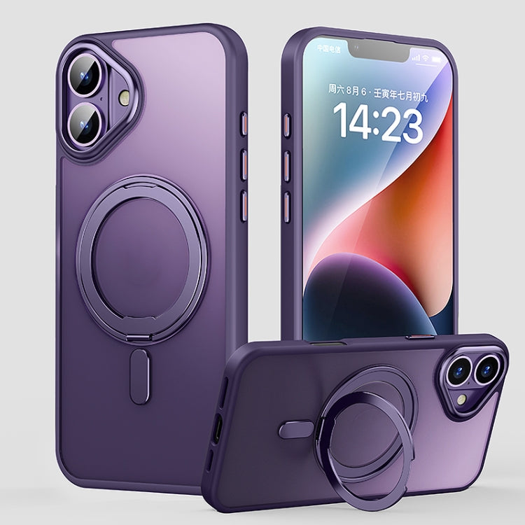 For iPhone 16 Plus 360 Rotating MagSafe Magnetic Frosted Phone Case(Purple) - iPhone 16 Plus Cases by PMC TechLife | Online Shopping South Africa | PMC TechLife | Buy Now Pay Later Mobicred