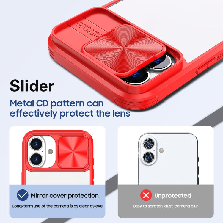 For iPhone 16 Sliding Camshield Acrylic Hybrid TPU Phone Case(Red) - iPhone 16 Cases by PMC TechLife | Online Shopping South Africa | PMC TechLife | Buy Now Pay Later Mobicred