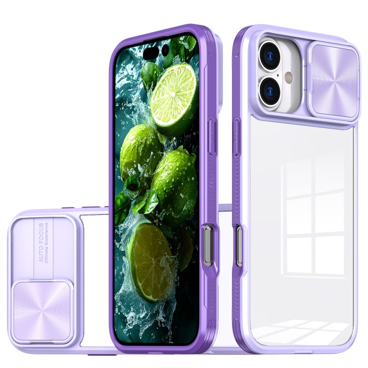 For iPhone 16 Sliding Camshield Acrylic Hybrid TPU Phone Case(Purple) - iPhone 16 Cases by PMC TechLife | Online Shopping South Africa | PMC TechLife | Buy Now Pay Later Mobicred