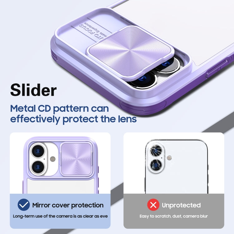 For iPhone 16 Sliding Camshield Acrylic Hybrid TPU Phone Case(Purple) - iPhone 16 Cases by PMC TechLife | Online Shopping South Africa | PMC TechLife | Buy Now Pay Later Mobicred