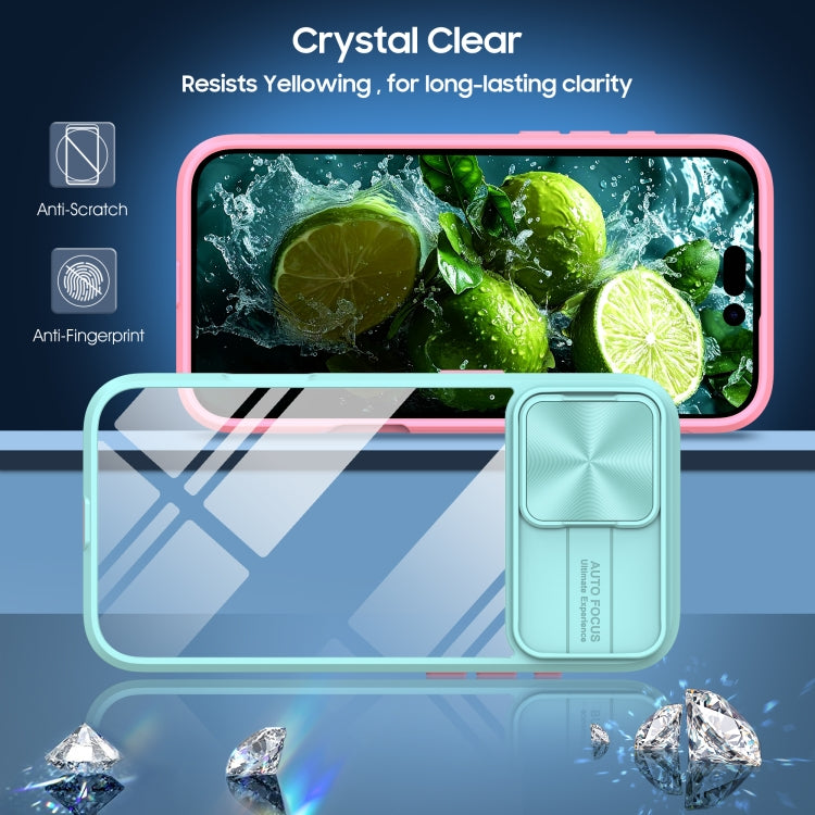 For iPhone 16 Pro Sliding Camshield Acrylic Hybrid TPU Phone Case(Blue Pink) - iPhone 16 Pro Cases by PMC TechLife | Online Shopping South Africa | PMC TechLife | Buy Now Pay Later Mobicred