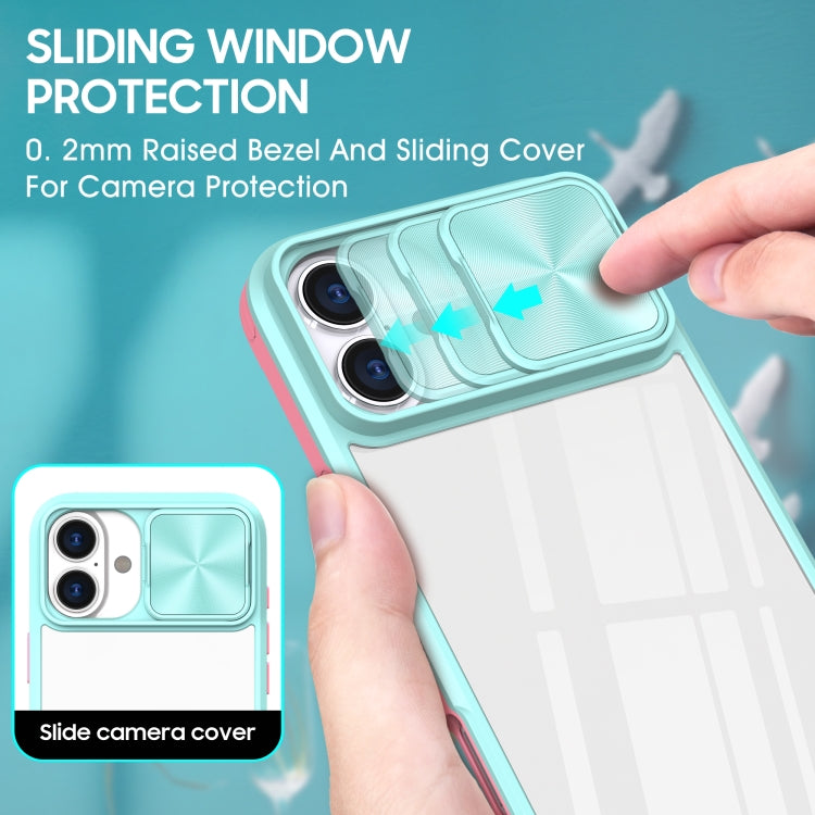 For iPhone 16 Pro Sliding Camshield Acrylic Hybrid TPU Phone Case(Blue Pink) - iPhone 16 Pro Cases by PMC TechLife | Online Shopping South Africa | PMC TechLife | Buy Now Pay Later Mobicred