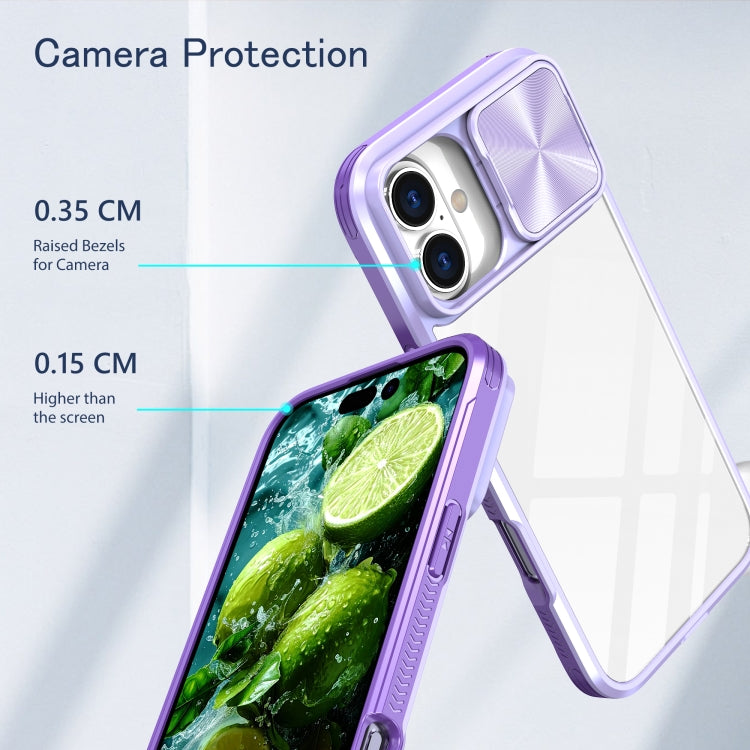 For iPhone 16 Plus Sliding Camshield Acrylic Hybrid TPU Phone Case(Purple) - iPhone 16 Plus Cases by PMC TechLife | Online Shopping South Africa | PMC TechLife | Buy Now Pay Later Mobicred