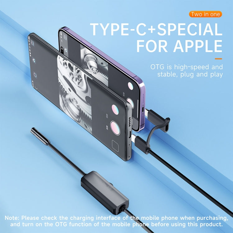 AN112 2 in 1 USB-C / Type-C + 8 Pin Interface 8mm HD Industry Endoscope, Length:1m Soft Tube - free shipping - PMC TechLife - Order now!