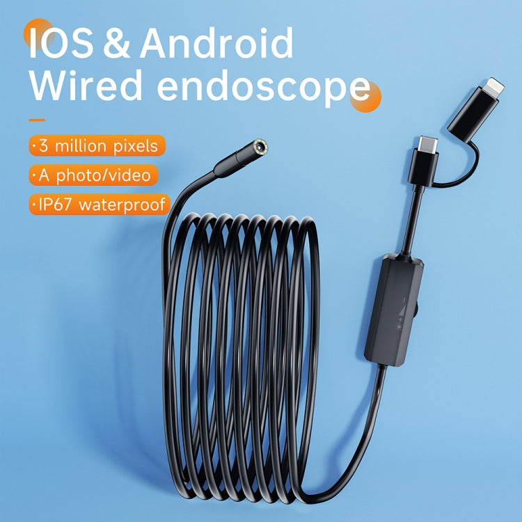 AN112 2 in 1 USB-C / Type-C + 8 Pin Interface 5.5mm HD Industry Endoscope, Length:3.5m Hard Tube -  by PMC TechLife | Online Shopping South Africa | PMC TechLife | Buy Now Pay Later Mobicred