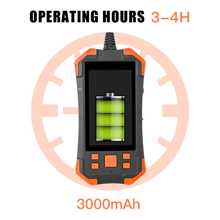 T20 4.3 inch IPS Screen 8mm Single Camera IP67 Waterproof Hard Cable Digital Endoscope, Length:2m(Black Orange) -  by PMC TechLife | Online Shopping South Africa | PMC TechLife | Buy Now Pay Later Mobicred