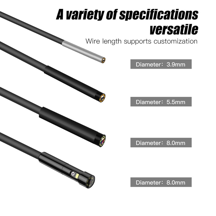 T20 4.3 inch IPS Screen 8mm Single Camera IP67 Waterproof Hard Cable Digital Endoscope, Length:1m(Black Orange) -  by PMC TechLife | Online Shopping South Africa | PMC TechLife | Buy Now Pay Later Mobicred