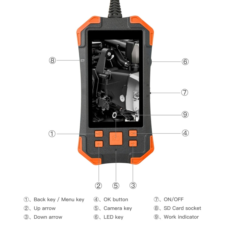 T20 4.3 inch IPS Screen 5.5mm Dual Camera IP67 Waterproof Hard Cable Digital Endoscope, Length:3.5m(Black Orange) -  by PMC TechLife | Online Shopping South Africa | PMC TechLife | Buy Now Pay Later Mobicred