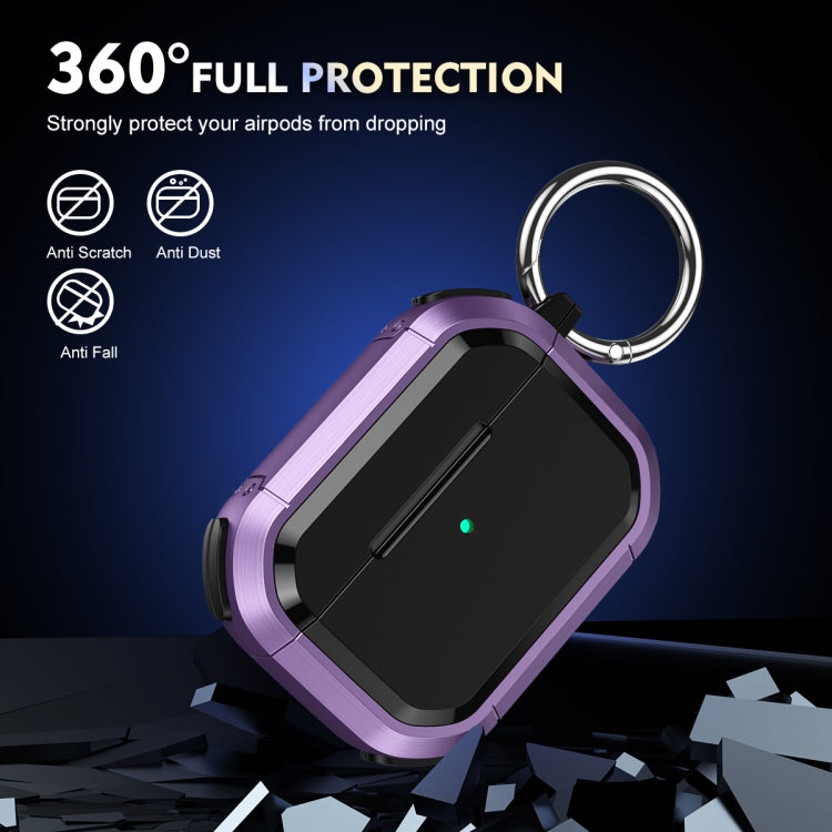 For AirPods Pro / Pro 2 Armor TPU + PC Earbuds Box Protective Case with Metal Buckle(Black) - free shipping - PMC Jewellery - Order now!