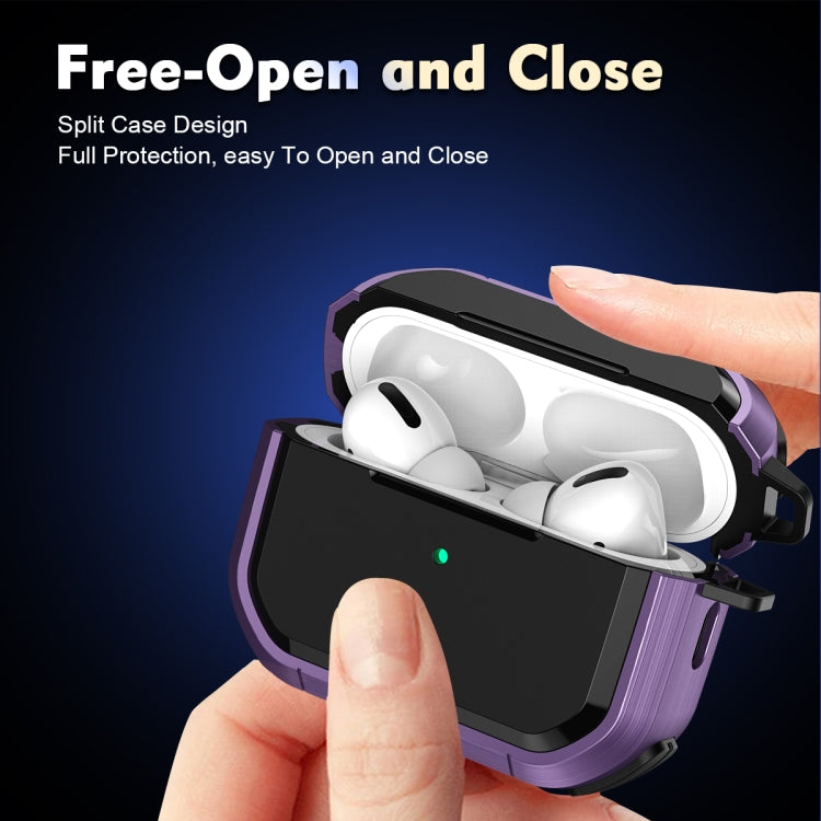 For AirPods Pro / Pro 2 Armor TPU + PC Earbuds Box Protective Case with Metal Buckle(Silver) - For AirPods Pro 2 by PMC Jewellery | Online Shopping South Africa | PMC Jewellery | Buy Now Pay Later Mobicred