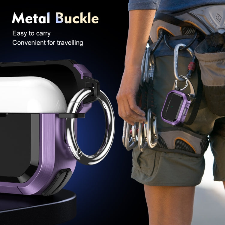 For AirPods 3 Armor TPU + PC Earbuds Box Protective Case with Metal Buckle(Violet) - For AirPods 3 by PMC Jewellery | Online Shopping South Africa | PMC Jewellery | Buy Now Pay Later Mobicred