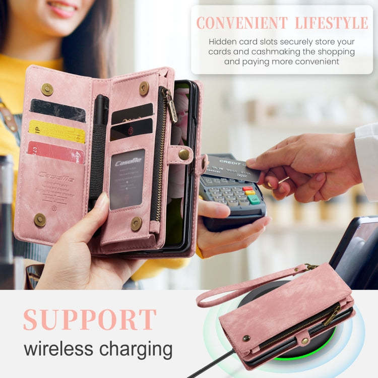For Samsung Galaxy Z Fold6 5G CaseMe 008 Multifunctional Zipper Wallet Leather Phone Case with Lanyard(Pink) - free shipping - PMC Jewellery - Order now!