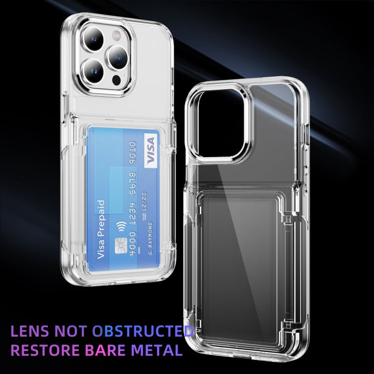 For iPhone 16 Card Holder Acrylic Hybrid TPU Phone Case(Transparent) - iPhone 16 Cases by PMC TechLife | Online Shopping South Africa | PMC TechLife | Buy Now Pay Later Mobicred