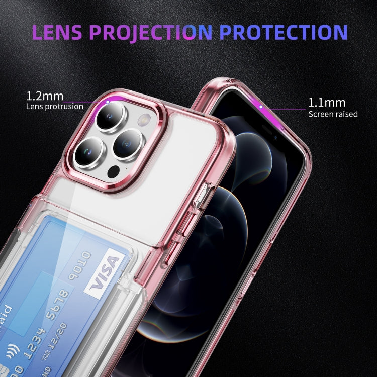 For iPhone 16 Pro Max Card Holder Acrylic Hybrid TPU Phone Case(Transparent Pink) - iPhone 16 Pro Max Cases by PMC TechLife | Online Shopping South Africa | PMC TechLife | Buy Now Pay Later Mobicred