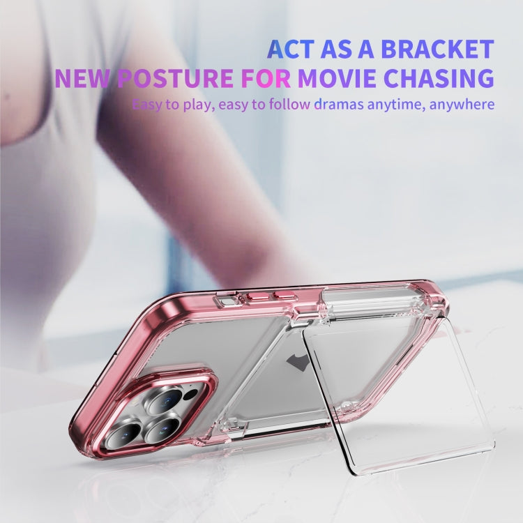 For iPhone 16 Pro Max Card Holder Acrylic Hybrid TPU Phone Case(Transparent Pink) - iPhone 16 Pro Max Cases by PMC TechLife | Online Shopping South Africa | PMC TechLife | Buy Now Pay Later Mobicred