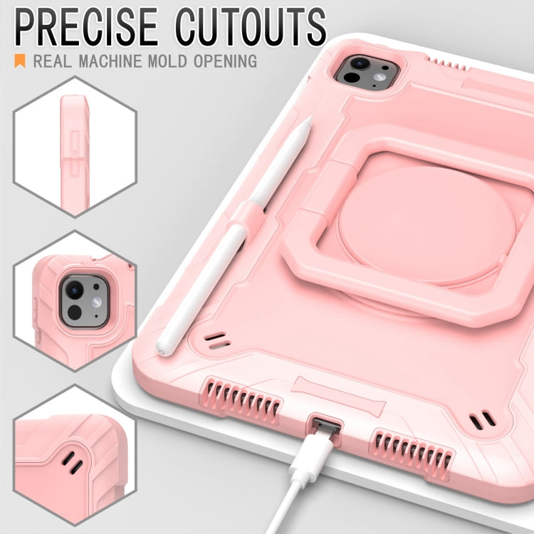 For iPad Pro 11 2024 Handle Grip Holder Silicone Hybrid PC Tablet Case with Strap(Rose Gold) - iPad Pro 11 2024 Cases by PMC TechLife | Online Shopping South Africa | PMC TechLife | Buy Now Pay Later Mobicred