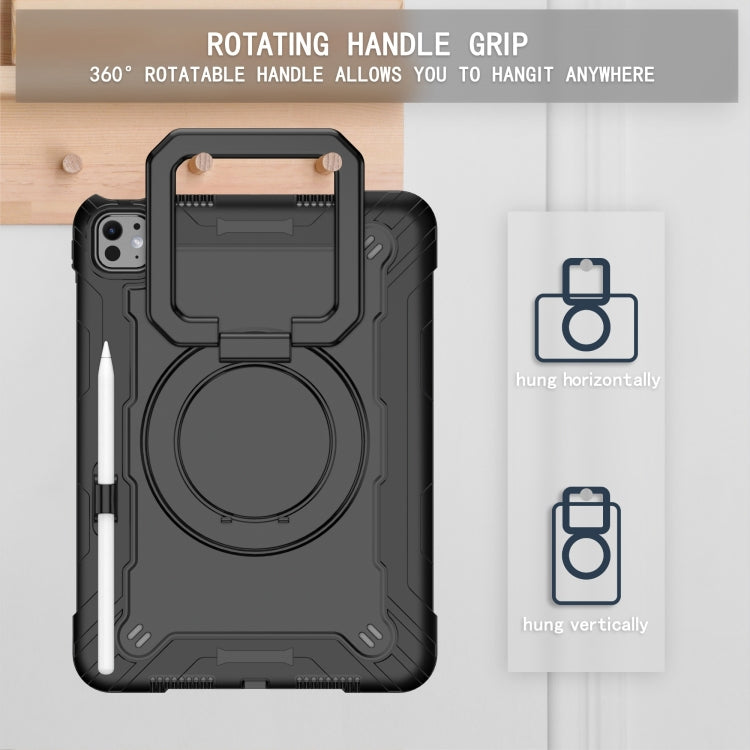 For iPad Pro 11 2024 Handle Grip Holder Silicone Hybrid PC Tablet Case with Strap(Black) - iPad Pro 11 2024 Cases by PMC TechLife | Online Shopping South Africa | PMC TechLife | Buy Now Pay Later Mobicred