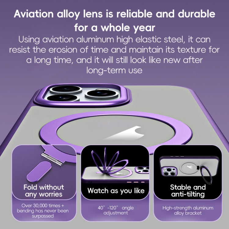 For iPhone 16 Pro Max MagSafe Airbag Shockproof Frosted Phone Case with Fold Holder(Black) - iPhone 16 Pro Max Cases by PMC TechLife | Online Shopping South Africa | PMC TechLife | Buy Now Pay Later Mobicred