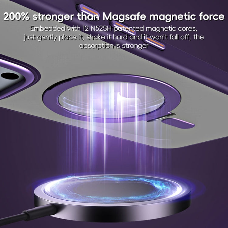 For iPhone 16 Pro Max MagSafe Airbag Shockproof Frosted Phone Case with Fold Holder(Black) - iPhone 16 Pro Max Cases by PMC TechLife | Online Shopping South Africa | PMC TechLife | Buy Now Pay Later Mobicred