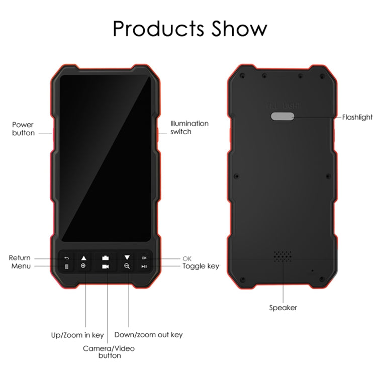 T21 4.5 inch IPS Color Screen 3.9mm Single Camera Split Hard Cable Industrial Endoscope, Length:1m(Black Red) -  by PMC TechLife | Online Shopping South Africa | PMC TechLife | Buy Now Pay Later Mobicred