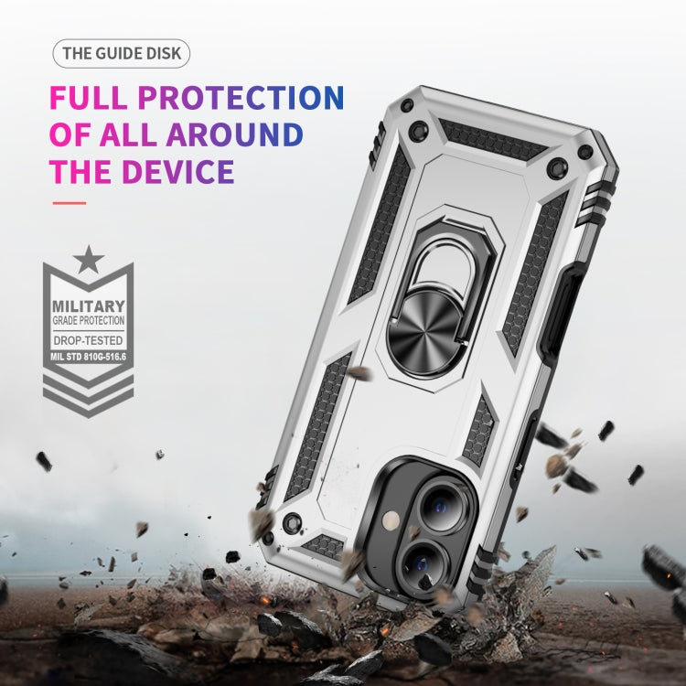 For iPhone 16 Shockproof TPU Hybrid PC Phone Case with Holder(Silver) - free shipping - PMC TechLife - Order now!