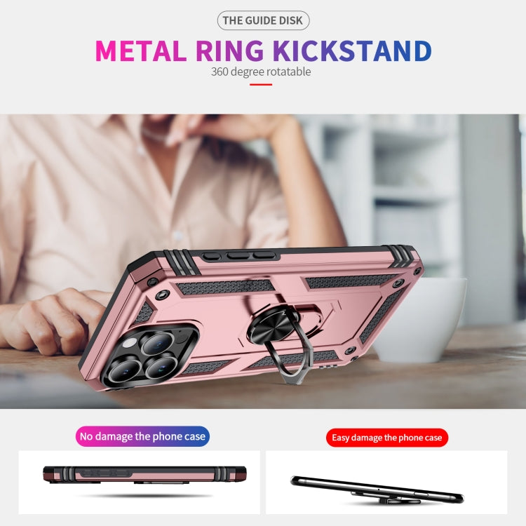 For iPhone 16 Pro Shockproof TPU Hybrid PC Phone Case with Holder(Rose Gold) - iPhone 16 Pro Cases by PMC TechLife | Online Shopping South Africa | PMC TechLife | Buy Now Pay Later Mobicred