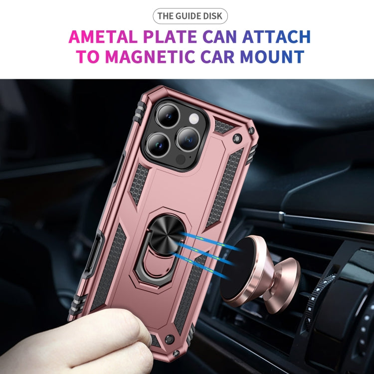 For iPhone 16 Pro Shockproof TPU Hybrid PC Phone Case with Holder(Rose Gold) - iPhone 16 Pro Cases by PMC TechLife | Online Shopping South Africa | PMC TechLife | Buy Now Pay Later Mobicred