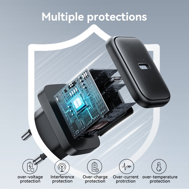 JOYROOM JR-TCF23 25W USB-C / Type-C Port Fast Charger Kit with Type-C to Type-C Cable, Plug:EU Plug(Black) - free shipping - PMC TechLife - Order now!