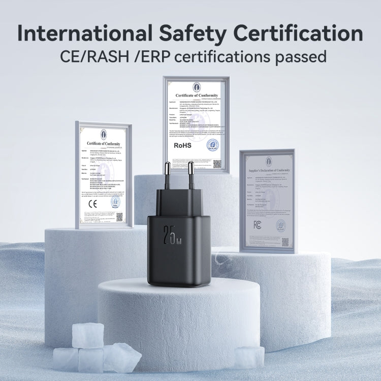 JOYROOM JR-TCF23 25W USB-C / Type-C Port Fast Charger Kit with Type-C to Type-C Cable, Plug:EU Plug(Black) - free shipping - PMC TechLife - Order now!