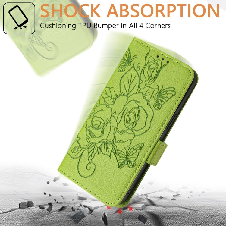 For Blackview A53 Embossed Rose RFID Anti-theft Leather Phone Case(Green) - More Brand by PMC TechLife | Online Shopping South Africa | PMC TechLife | Buy Now Pay Later Mobicred