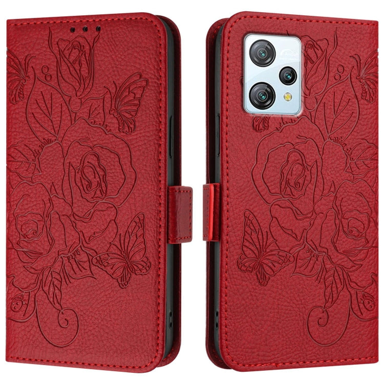 For Blackview A53 Embossed Rose RFID Anti-theft Leather Phone Case(Red) - More Brand by PMC TechLife | Online Shopping South Africa | PMC TechLife | Buy Now Pay Later Mobicred