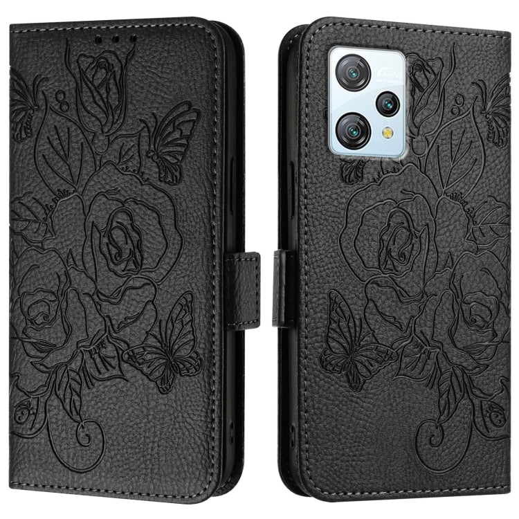 For Blackview A53 Embossed Rose RFID Anti-theft Leather Phone Case(Black) - More Brand by PMC TechLife | Online Shopping South Africa | PMC TechLife | Buy Now Pay Later Mobicred