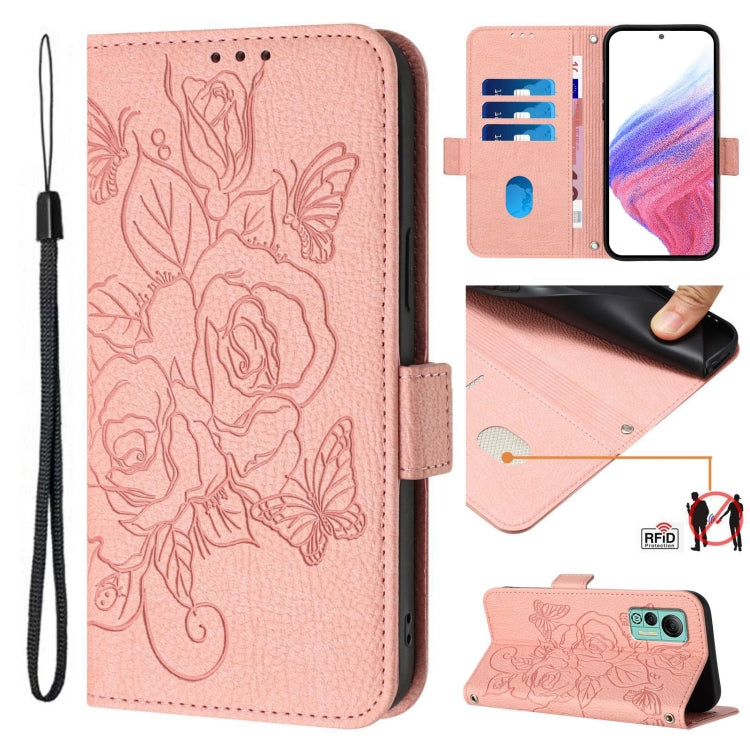 For Ulefone Note 14 Embossed Rose RFID Anti-theft Leather Phone Case(Pink) - Ulefone Cases by PMC Jewellery | Online Shopping South Africa | PMC Jewellery | Buy Now Pay Later Mobicred