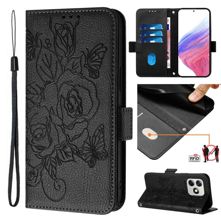 For Ulefone Note 18 Ultra Embossed Rose RFID Anti-theft Leather Phone Case(Black) - Ulefone Cases by PMC Jewellery | Online Shopping South Africa | PMC Jewellery | Buy Now Pay Later Mobicred