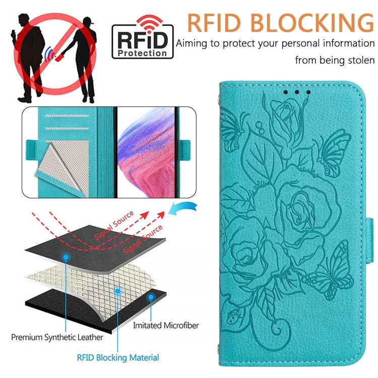 For Google Pixel 9 / 9 Pro Embossed Rose RFID Anti-theft Leather Phone Case(Light Blue) - free shipping - PMC TechLife - Order now!