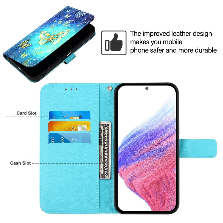 For Samsung Galaxy S25 Ultra 5G 3D Painting Horizontal Flip Leather Phone Case(Golden Butterfly) - Galaxy S25 Ultra 5G Cases by PMC Jewellery | Online Shopping South Africa | PMC Jewellery | Buy Now Pay Later Mobicred