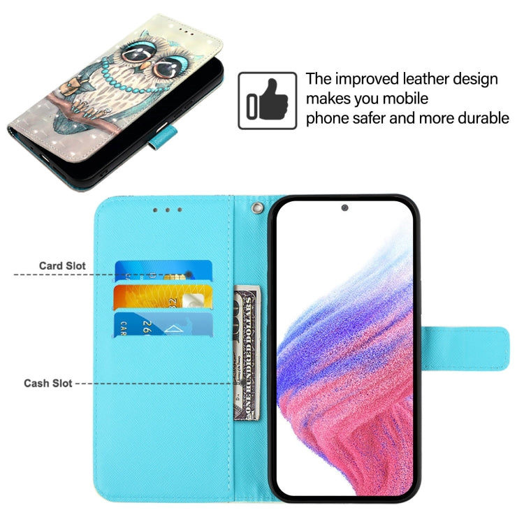 For Samsung Galaxy S25 Ultra 5G 3D Painting Horizontal Flip Leather Phone Case(Grey Owl) - Galaxy S25 Ultra 5G Cases by PMC Jewellery | Online Shopping South Africa | PMC Jewellery | Buy Now Pay Later Mobicred