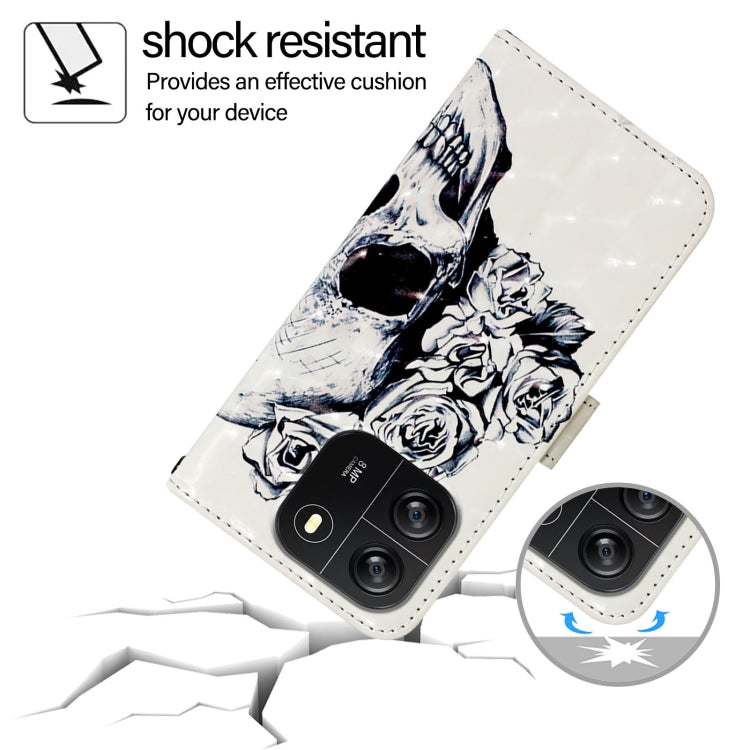 For Blackview Wave 6C 3D Painting Horizontal Flip Leather Phone Case(Skull) - More Brand by PMC TechLife | Online Shopping South Africa | PMC TechLife | Buy Now Pay Later Mobicred