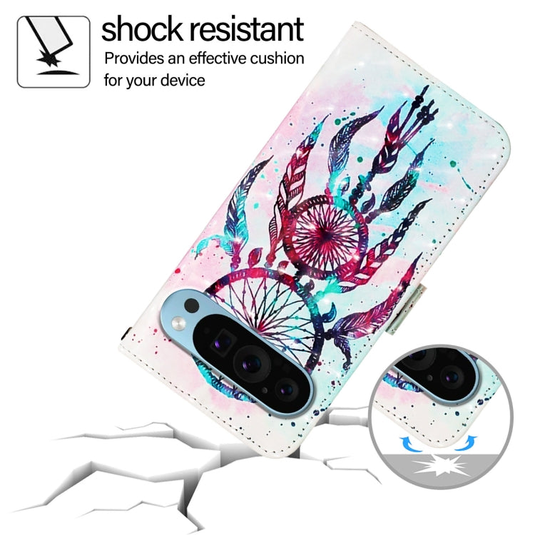 For Google Pixel 9 / 9 Pro 3D Painting Horizontal Flip Leather Phone Case(Color Drop Wind Chimes) - Google Cases by PMC TechLife | Online Shopping South Africa | PMC TechLife | Buy Now Pay Later Mobicred