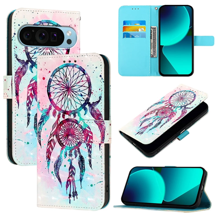 For Google Pixel 9 Pro XL 3D Painting Horizontal Flip Leather Phone Case(Color Drop Wind Chimes) - Google Cases by PMC TechLife | Online Shopping South Africa | PMC TechLife | Buy Now Pay Later Mobicred