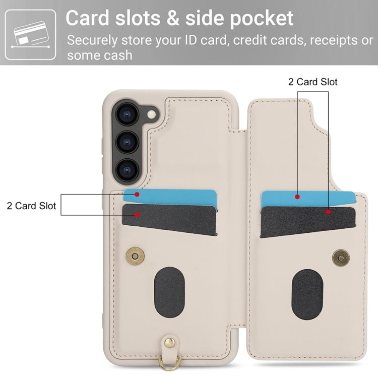 For Samsung Galaxy S25+ 5G Crossbody Flower Pattern Leather Phone Case(White) - free shipping - PMC Jewellery - Order now!