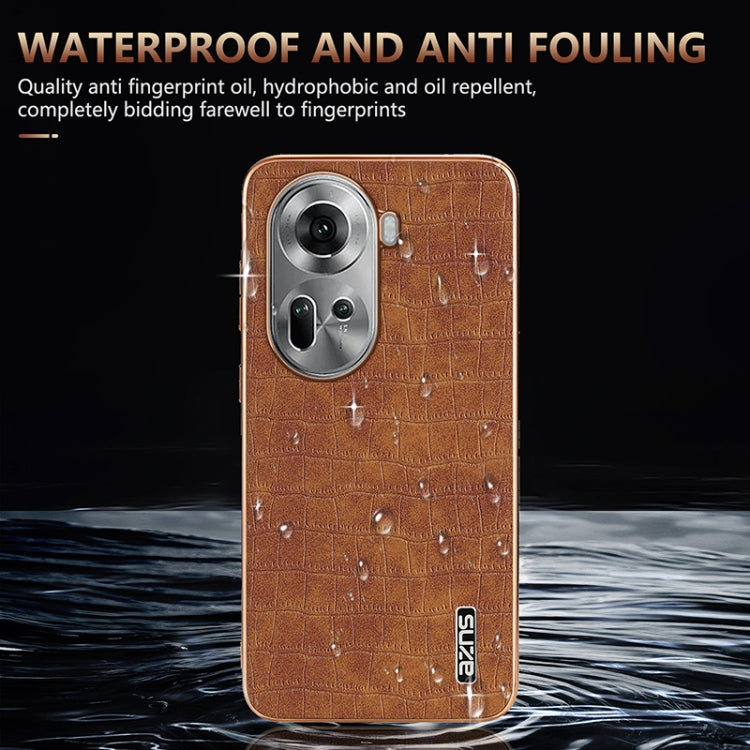 For OPPO Reno11 Global AZNS Electroplated Frame Crocodile Texture Full Coverage Phone Case(Blue) - OPPO Cases by AZNS | Online Shopping South Africa | PMC Jewellery | Buy Now Pay Later Mobicred