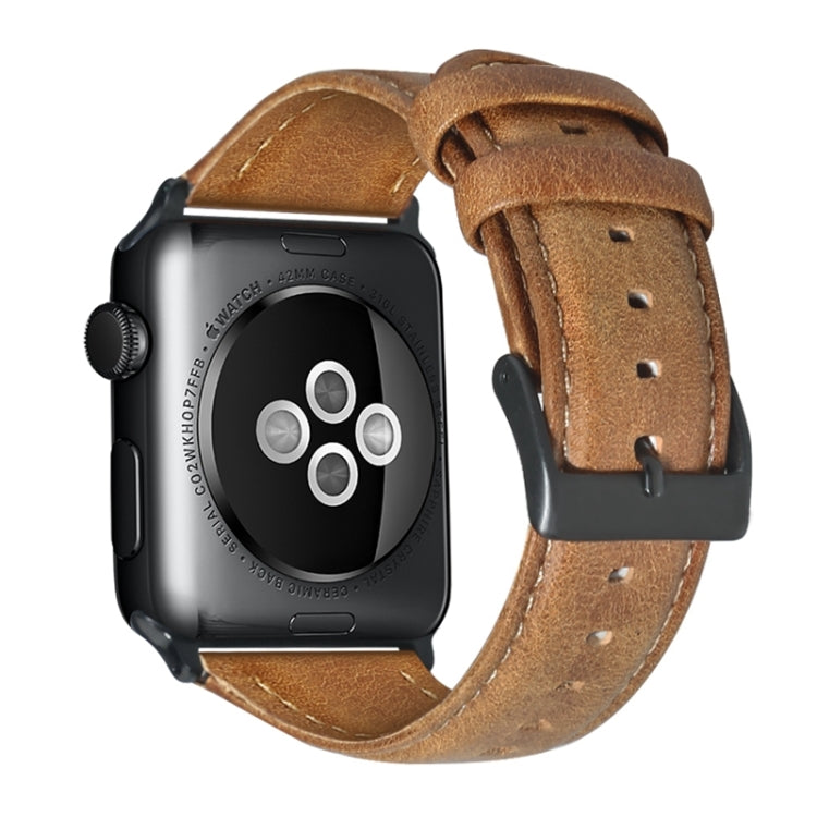 For Apple Watch Ultra 2 49mm Oil Wax Genuine Leather Watch Band(Yellow Brown) - Watch Bands by PMC TechLife | Online Shopping South Africa | PMC TechLife | Buy Now Pay Later Mobicred