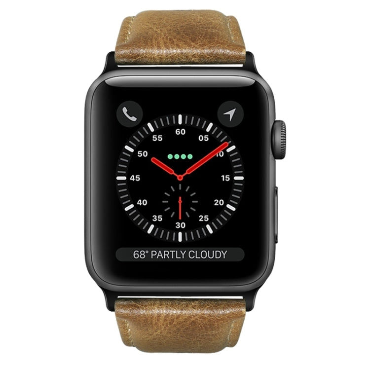 For Apple Watch Ultra 2 49mm Oil Wax Genuine Leather Watch Band(Yellow Brown) - Watch Bands by PMC TechLife | Online Shopping South Africa | PMC TechLife | Buy Now Pay Later Mobicred