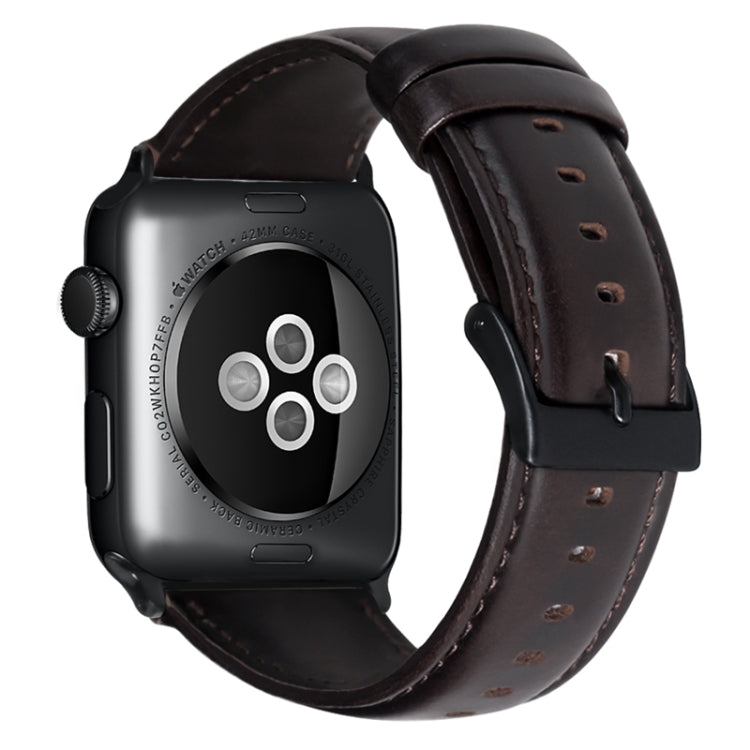 For Apple Watch Ultra 2 49mm Oil Wax Genuine Leather Watch Band(Dark Brown) - Watch Bands by PMC TechLife | Online Shopping South Africa | PMC TechLife | Buy Now Pay Later Mobicred