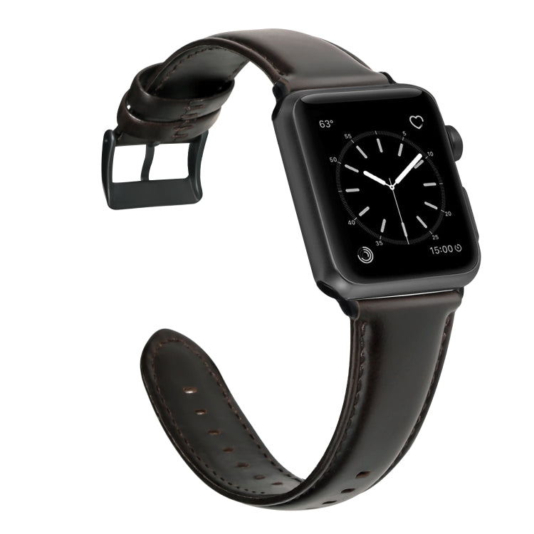 For Apple Watch Ultra 2 49mm Oil Wax Genuine Leather Watch Band(Dark Brown) - Watch Bands by PMC TechLife | Online Shopping South Africa | PMC TechLife | Buy Now Pay Later Mobicred