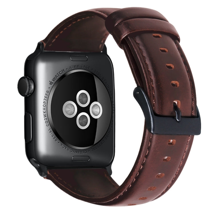 For Apple Watch Ultra 49mm Oil Wax Genuine Leather Watch Band(Red Brown) - Watch Bands by PMC TechLife | Online Shopping South Africa | PMC TechLife | Buy Now Pay Later Mobicred